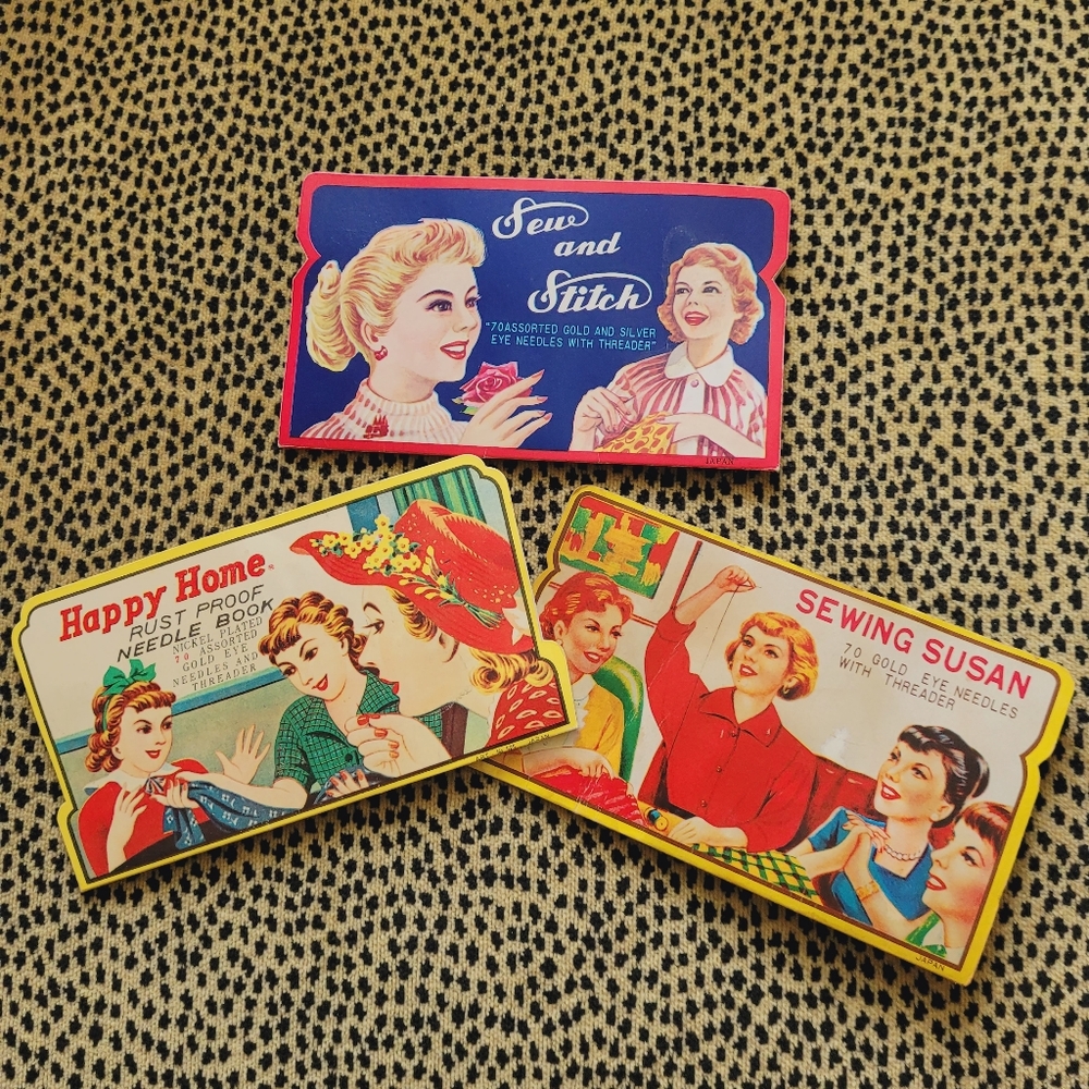1930s Vintage sewing needle books. Lot of 3